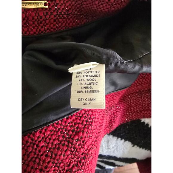 Rebecca Minkoff Red Tweed Cropped Moto Jacket – Size 6 - Picture 13 of 13